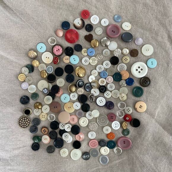 Vintage 164 Lot of Spare Buttons Metal Pastel Rhinestone Crest Assortment - Picture 1 of 13